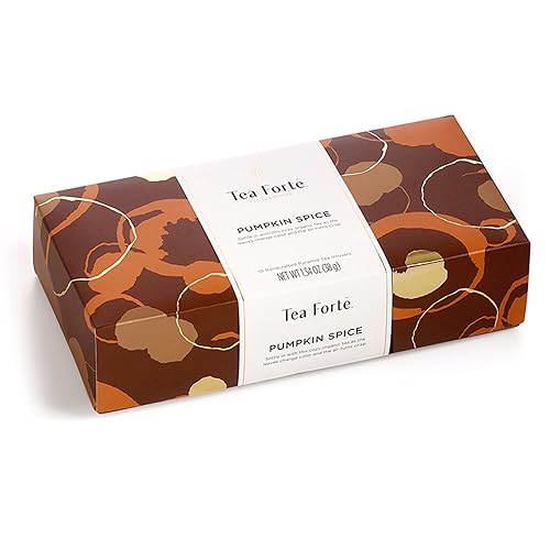 Vista 62 de Tea Forte Jubilee Caja de muestrario de té surtido, de presentación pequeña con 10 infusores de té en forma de pirámide con té orgánico de hojas