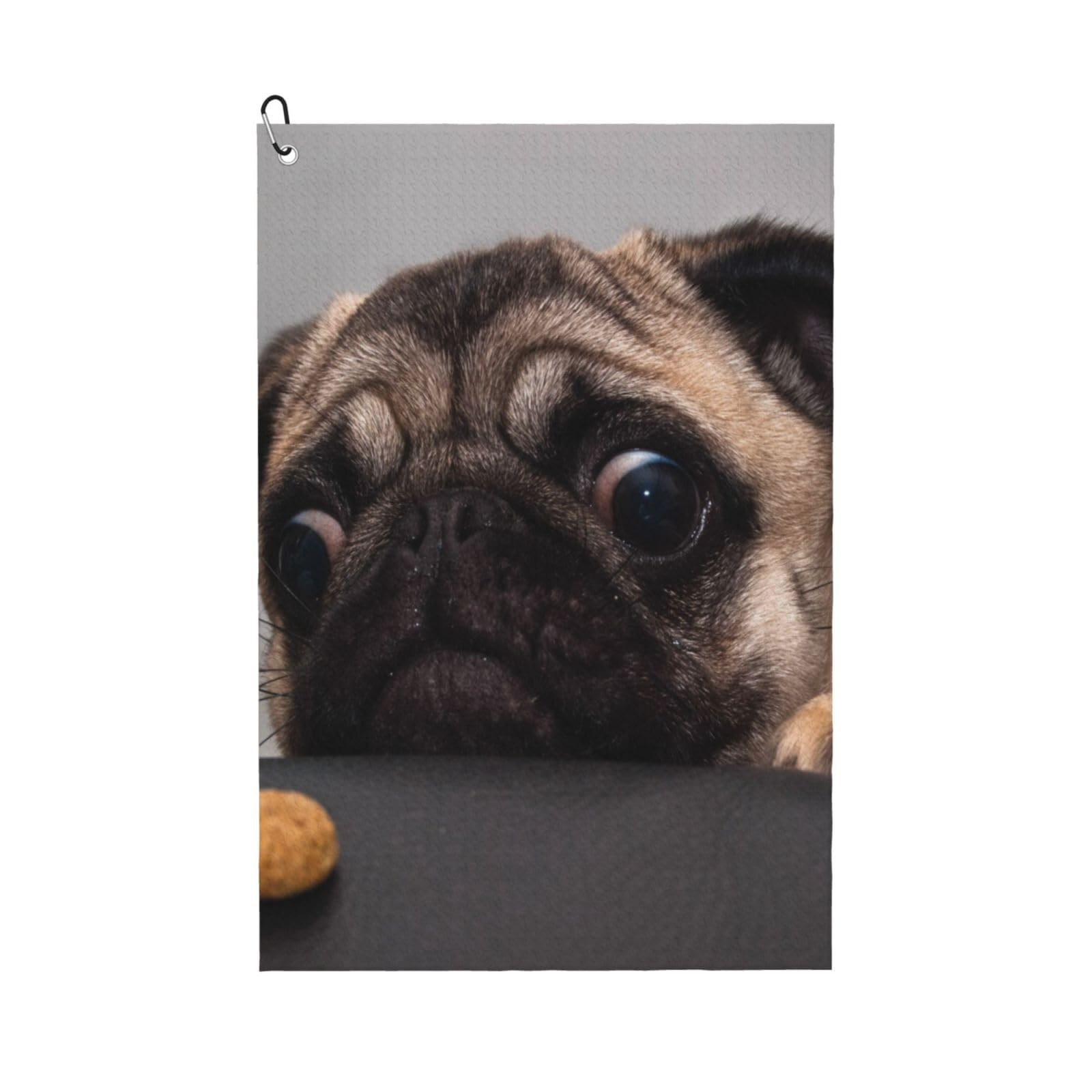 Hnnkloy Funny Greedy Dog Pug, 16x24 in Portable Waffle Golf Towels with Carabiner Clip for Golf Bag