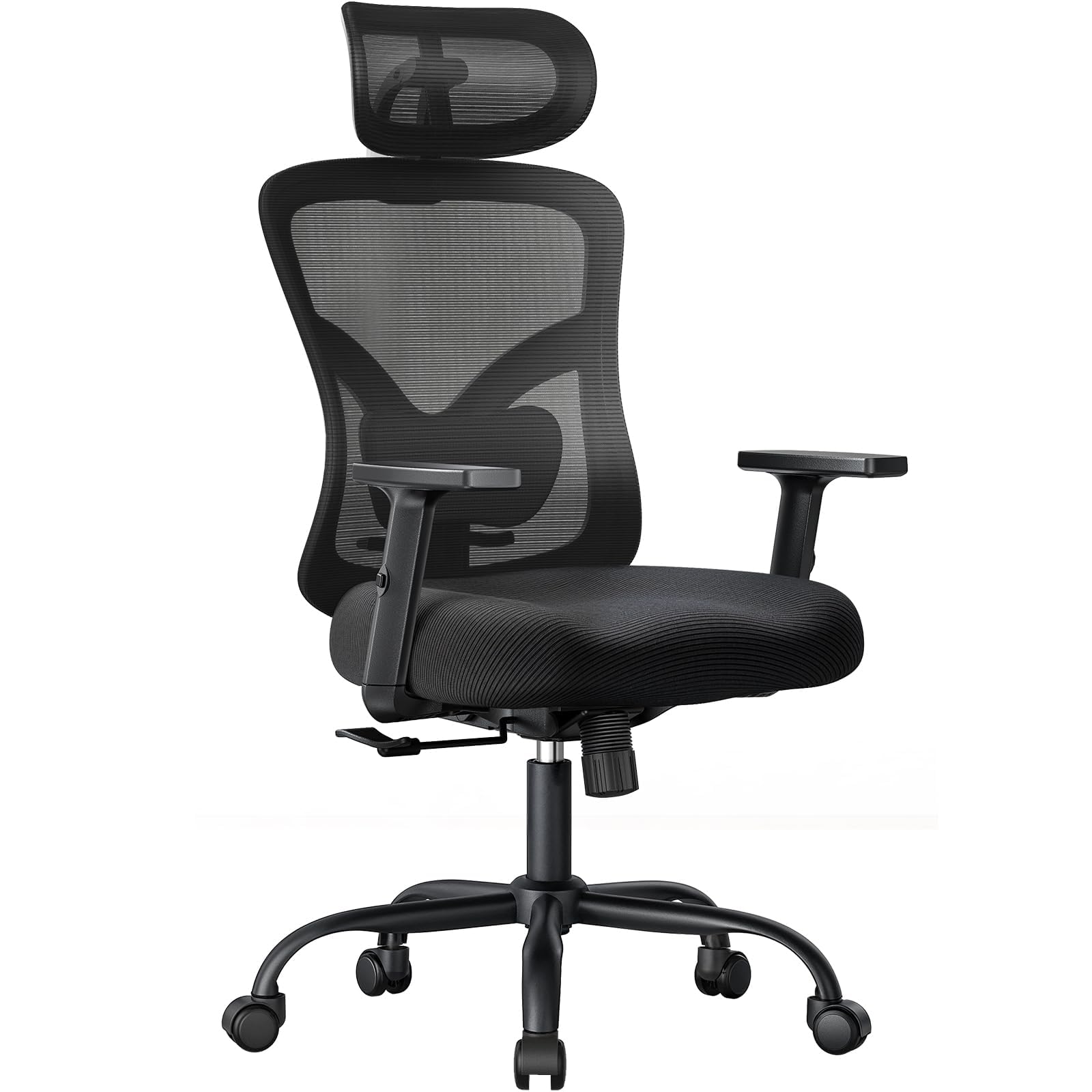 NOBLEWELL Ergonomic Office Chair with Padded Lumbar Support, 2D Headrest, Adjustable Armrests, Upgraded Contoured Seat Cushion, 130° Rocking Tilt, Computer Gaming Chair for Home Office