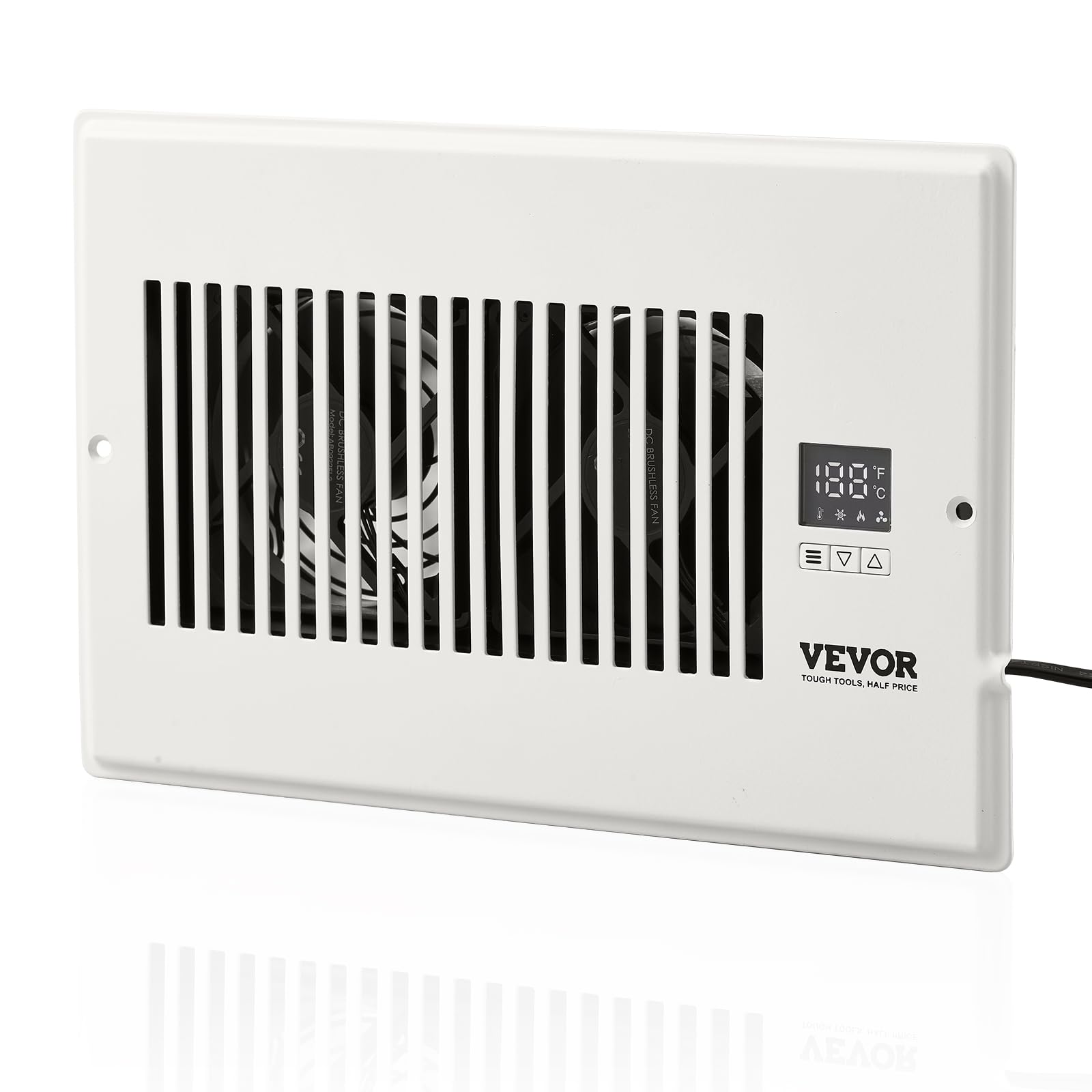 VEVOR Register Booster Fan, Quiet Vent Booster Fan Fits 6� x 10� Register Holes, with Remote Control and Thermostat Control, Adjustable Speed for Heating Cooling Smart Vent, White