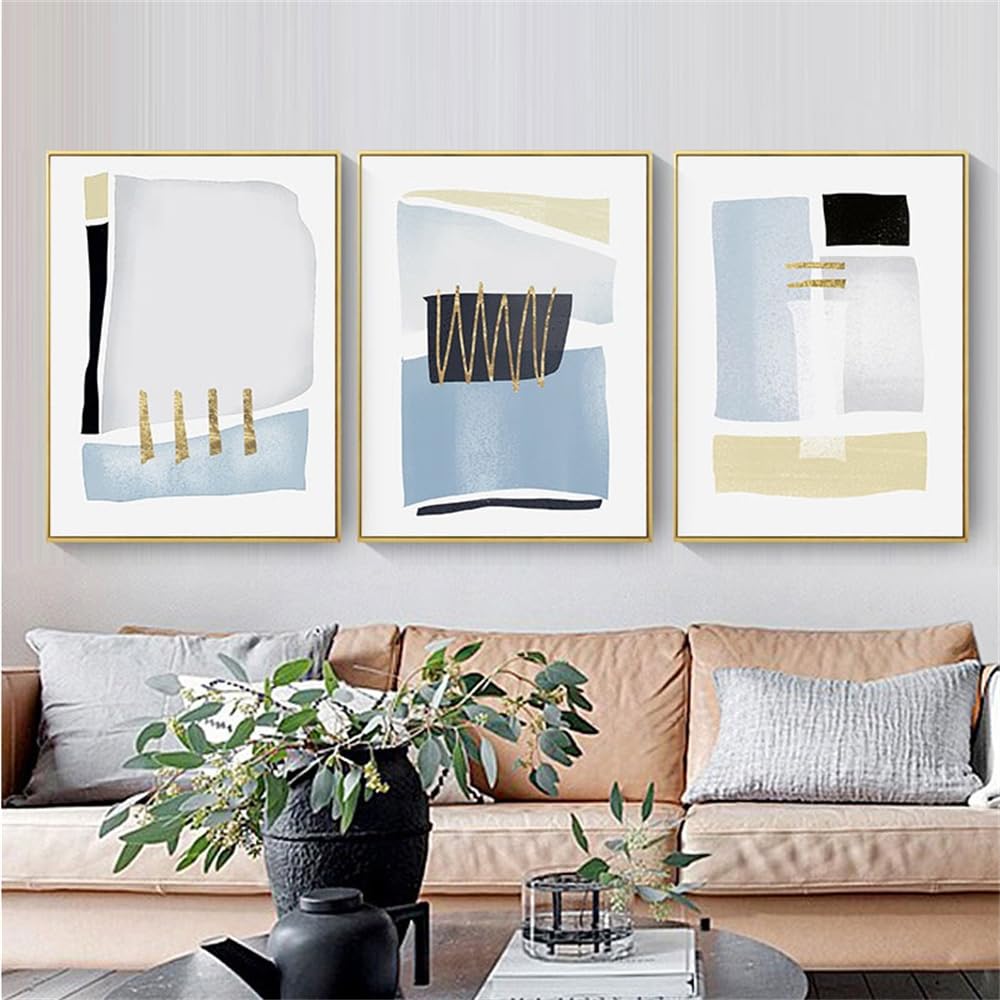 Pintura abstracta sobre lienzo estilo nórdico geométrico de gran formato para diseño interior 8