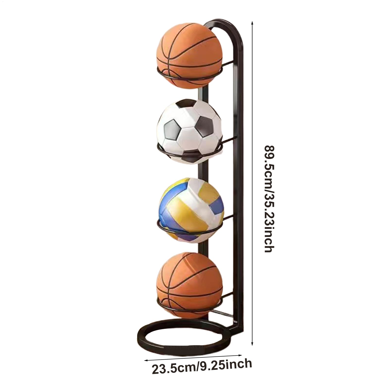 Estante de Almacenamiento de Pelotas de Futbol, Soporte para Pelotas de Baloncesto, Soporte Balon Futbol, Estante de Almacenamiento Portátil, Estante de Bolas de 4 Niveles