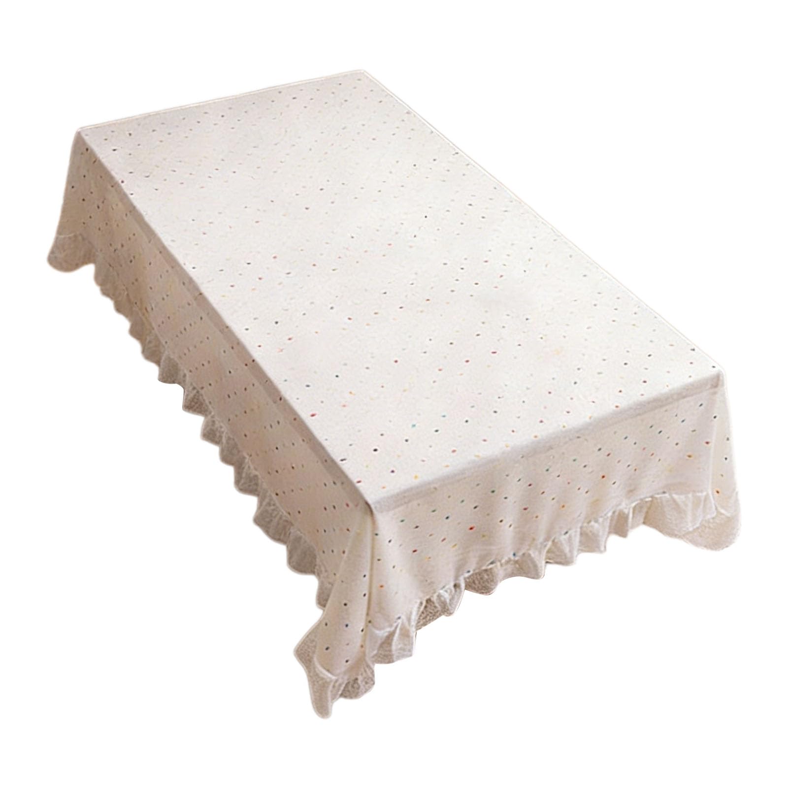 Tsophreniq Decorative Colorful Dots Table Cover Washable Polyester with Ruffled Edges for Restaurant Fashion Tablecloth Home Decors Tablecloth Coffeeshop Runner Dining Cloth