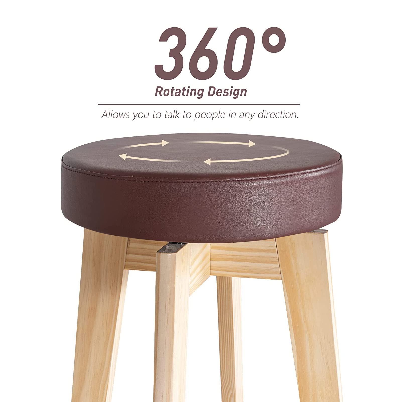 Amazon｜バースツールチェア2脚セット、360°回転ハイスツール、レザー