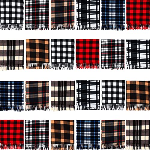 Vicenpal Winter Fleece Scarves Bulk for Homeless Donations Warm Winter Neck Scarf Plaid Scarf for Unisex Men Women