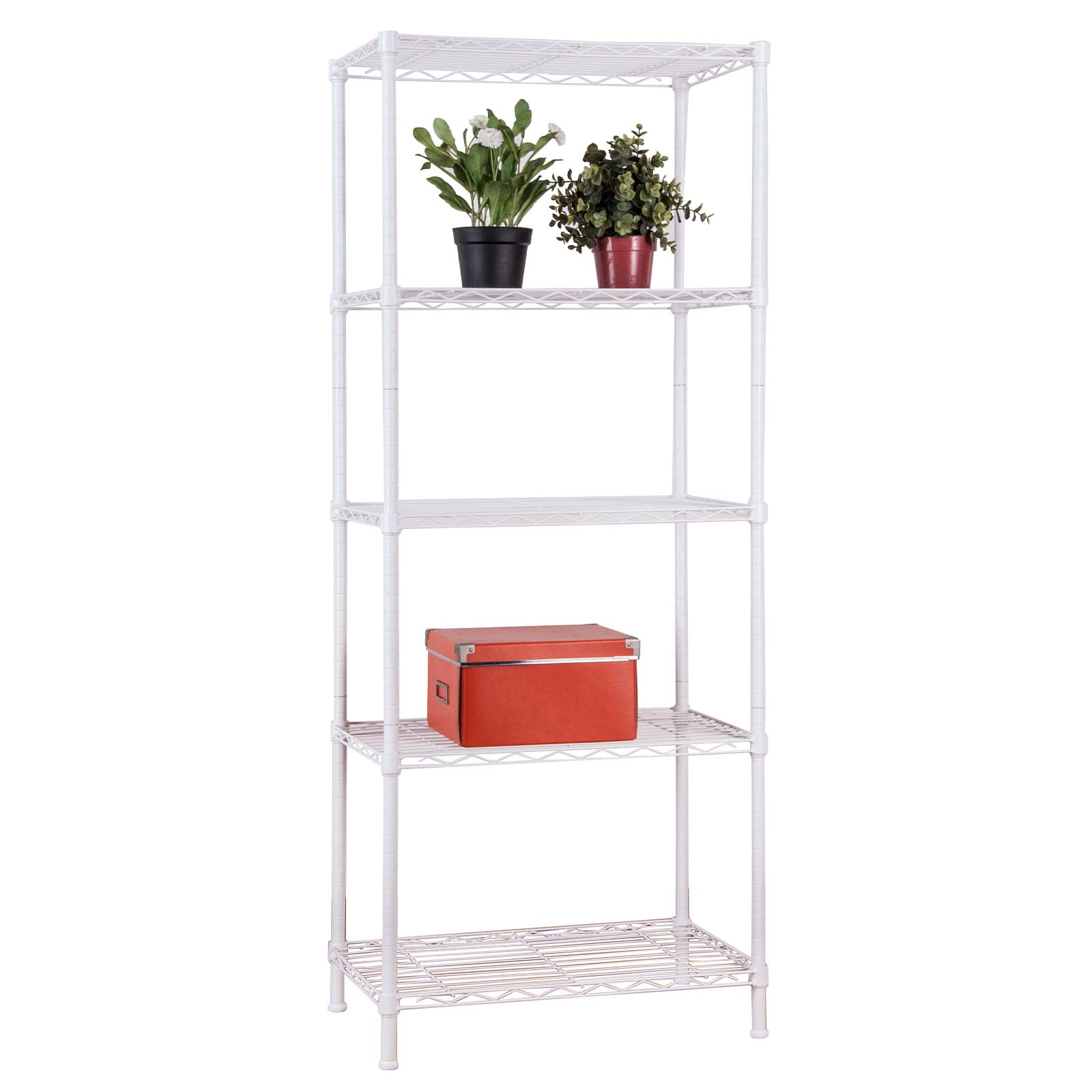 KARAT Metallregal dekoratives & Robustes Lagerregal, Kellerregal für Bad, Küche, Büro, Wohn- und Außenräume (55x35x140-weiß-rocky: ⌀19mm)
