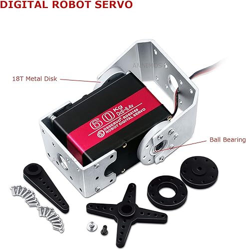 Miniatura 2 de 132.3 lbs Robot Servo Motor Alto Torque de Acero Inoxidable Engranaje Digital Dirección Servos Grandes con Soportes de Montaje