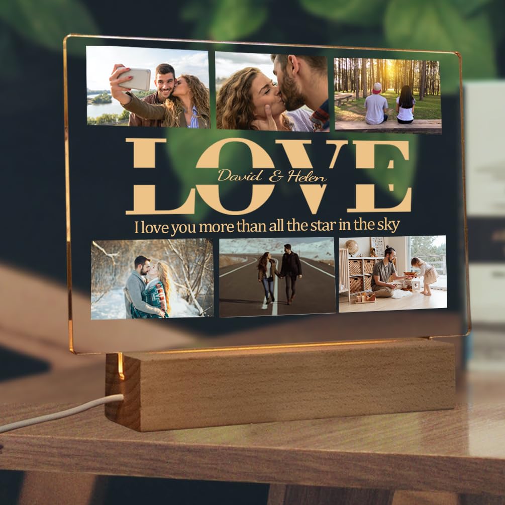 Luz Nocturna LED Personalizada Con Foto - Regalo Original Para Parejas, Amigos O Familia, Tamaño 23x16 Cm