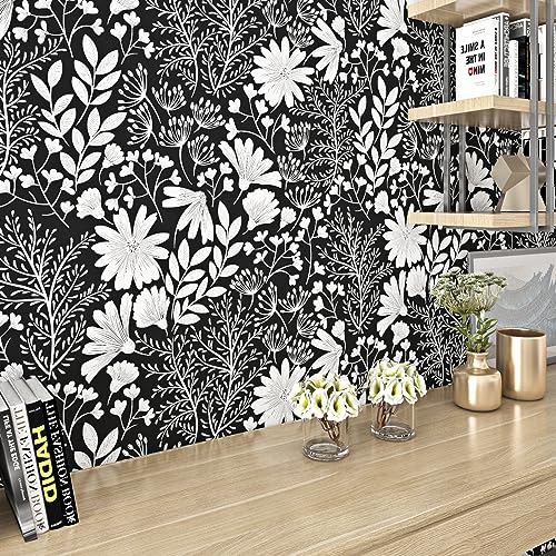 Papier peint noir et blanc fleur ReWallpaper : rénovation facile - 6