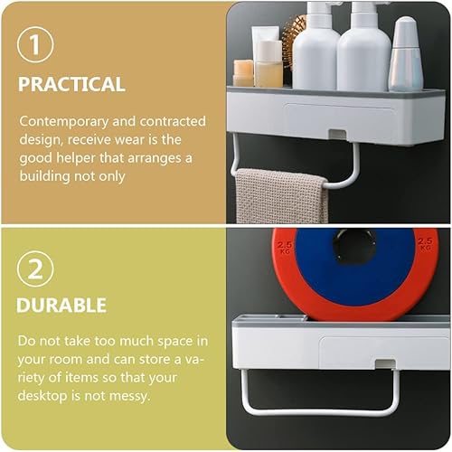 Miniatura 5 de Estante de esquina para ducha, baño, estantes flotantes, soporte para toallas de baño, estantes ajustables, riel para colgar en la pared, para