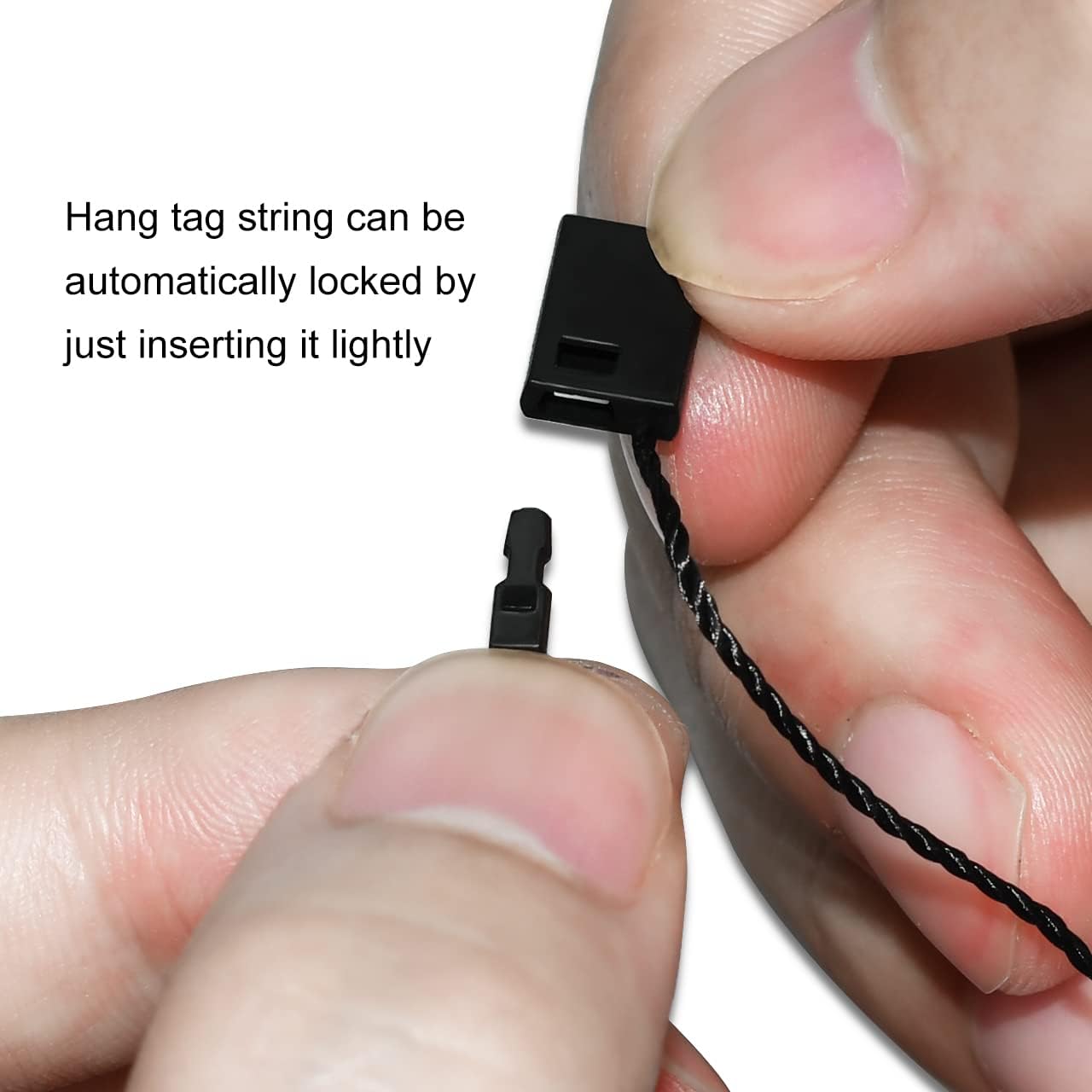 Hang Tag String Black 7" 2000Pcs Nylon Snap Lock Pin Loop Fastener Hook Ties Easy and Fast to Attach by JIKIOU