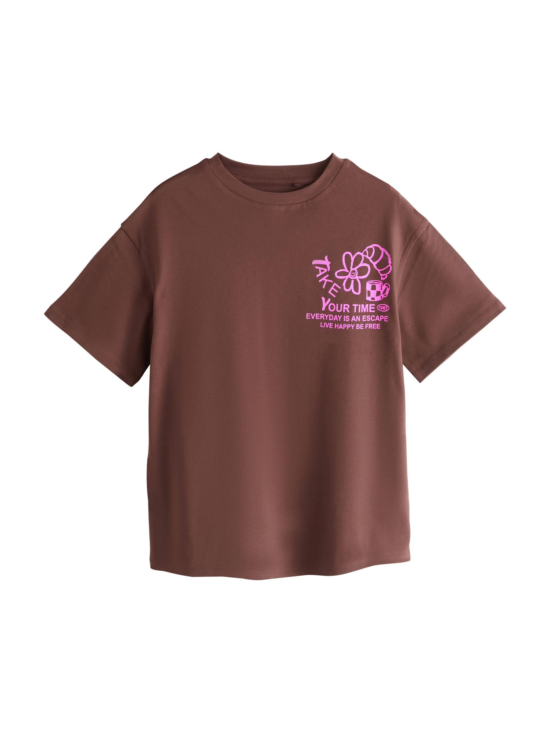 NEXT Mädchen Oversized Fit T-Shirts mit Grafik, 3er-Pack