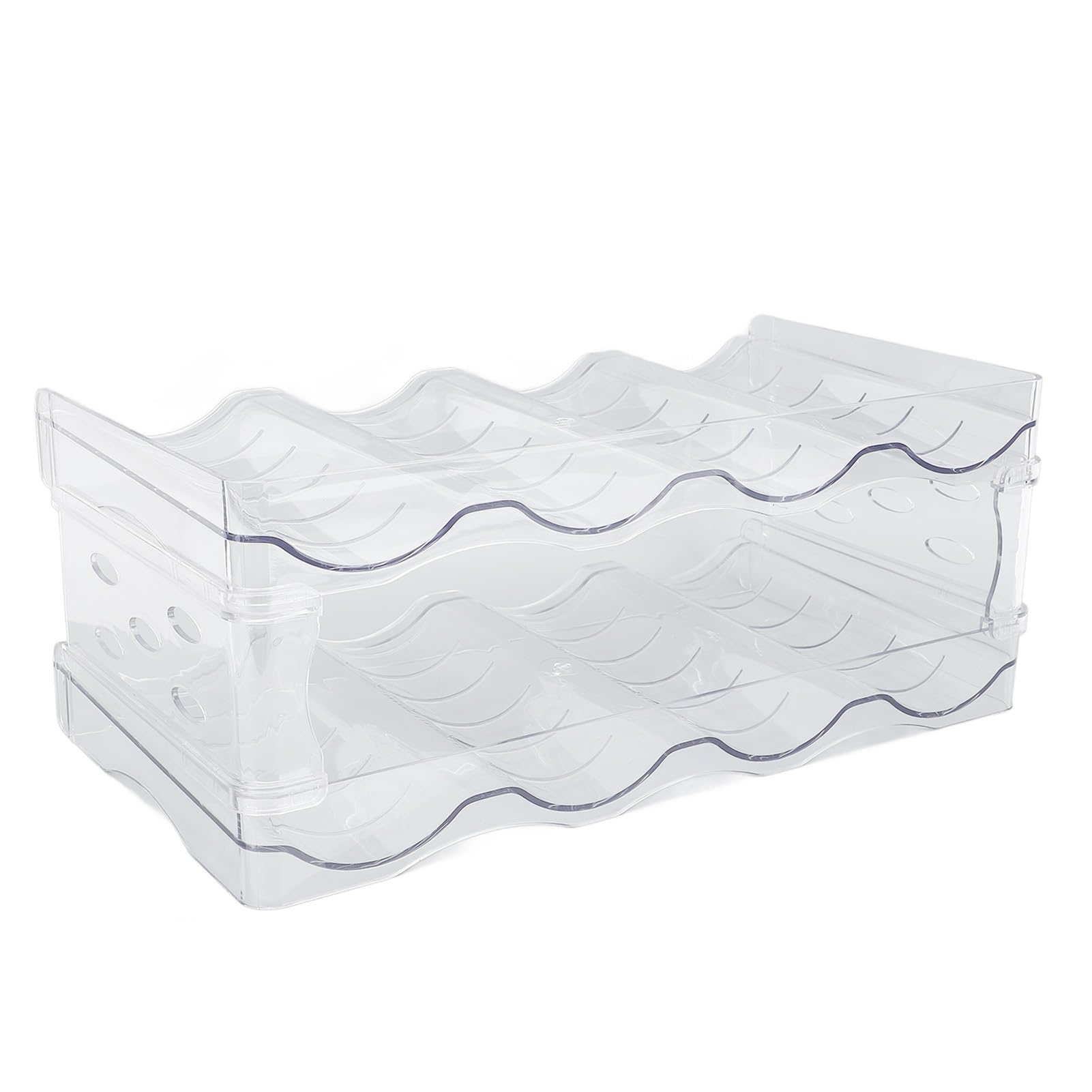 Stapelbares Wasserflaschenregal, transparent, doppellagig, Kunststoffhalter für Küche und Schrank, speichert 8 Flaschen (4 pro Regal), ideal für Kühlschrank und platzsparend