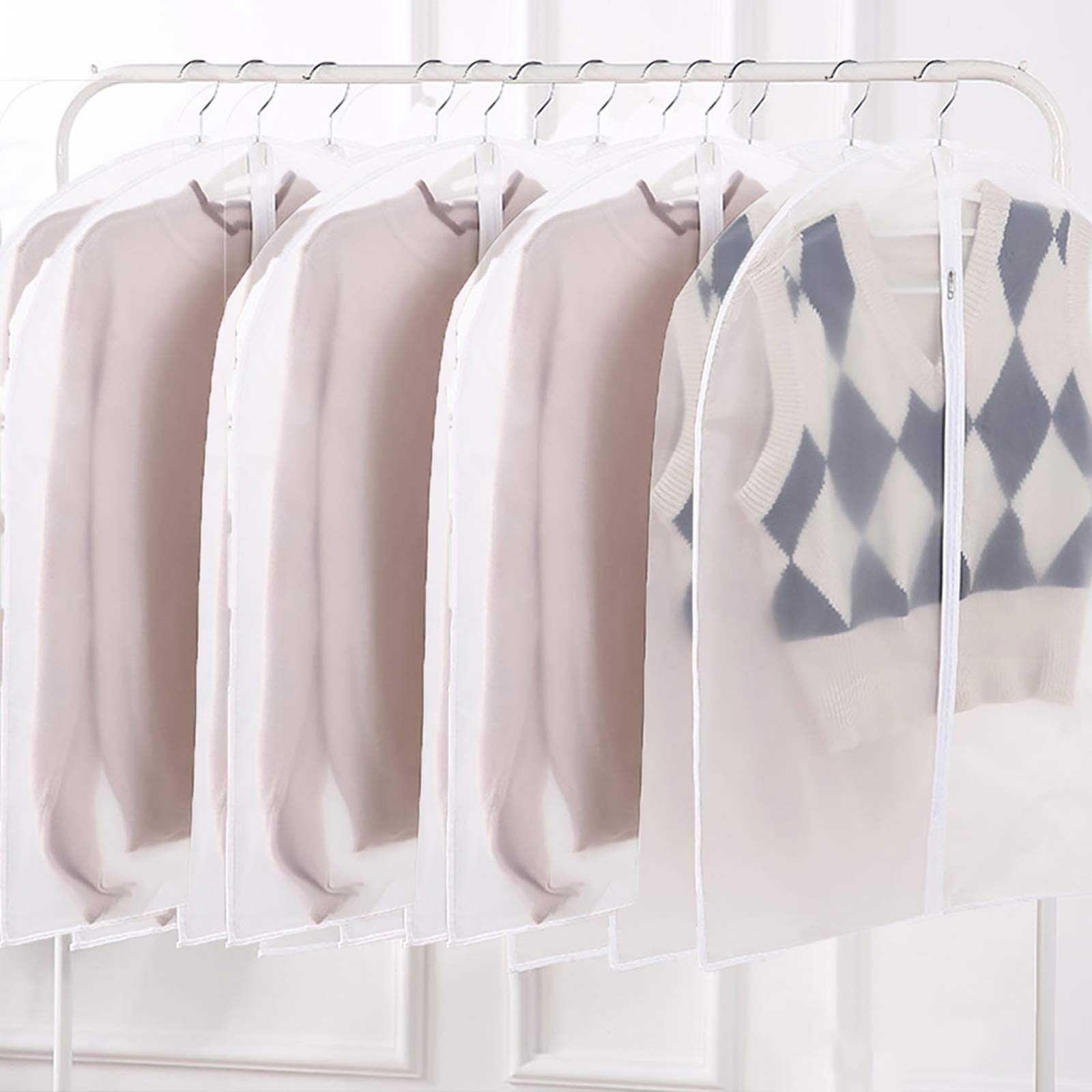TopHomer Clear Garment Bag Plastic Breathable Moth Proof Garment Cover Bags for Clothes Storage Closet 12PCS(60x80cm)
