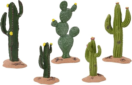 5PCS Miniature Cactus Figurines Mini Artificial Cacti Set Resin Succulent Plant for Fairy Garden DIY Garden Plant Pot
