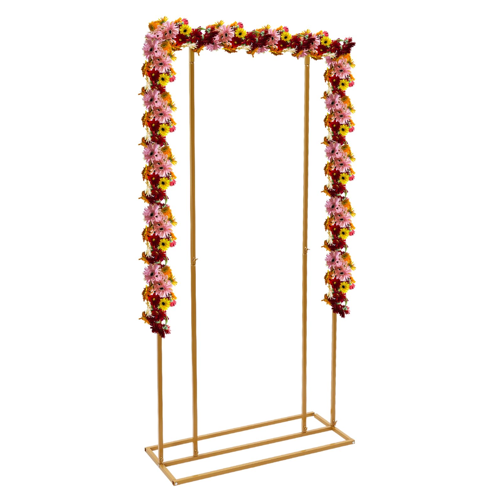 Support de fond rectangulaire en métal pour ballons de mariage, arche de ballons, décoration de ballons de jardin, pour anniversaires, fêtes, anniversaires, etc., 1 x 0,4 x 2 m (doré)