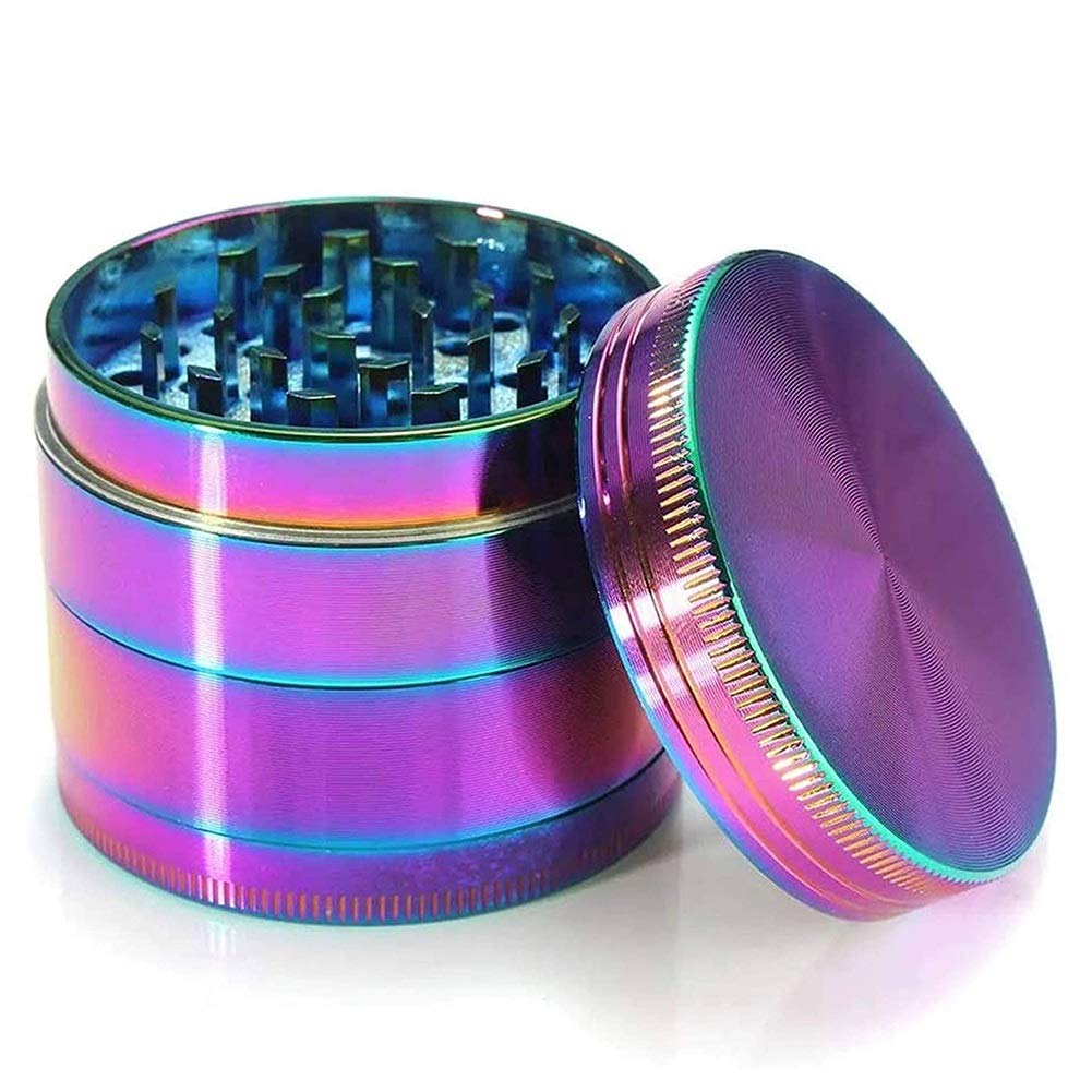 Chillers Pollen grinder | Ø 40mm stainless steel grinder | Grinder with magnetic lid | Spice Herbs Spices Herb | Pollen scraper | Does not stick | Nylon ring (Color : Rainbow)