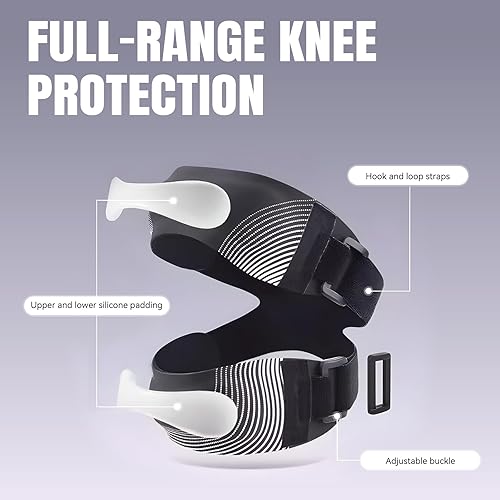 Miniatura 2 de Rodillera para correr y baloncesto, soporte de compresión ajustable con correa para rótula, rodillera transpirable para hombres y mujeres (negro)