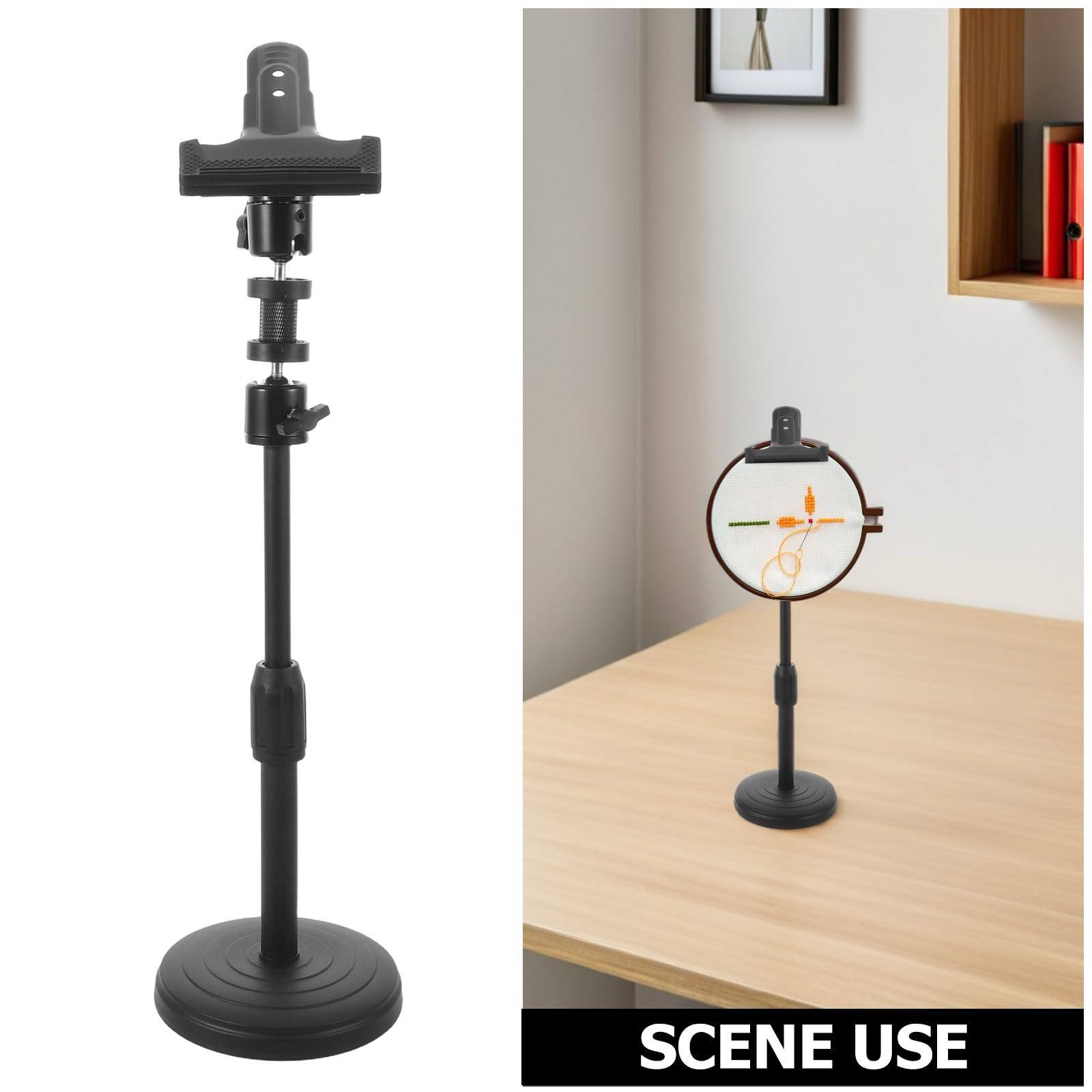 AUTSUPPL Soporte de Bordado Ajustable de Mesa para Aro y Bastidor Negro