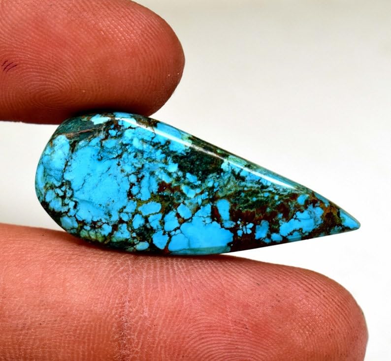 Gemme turquoise naturelle poire 33,65 mm, cabochon d'exception pour bague