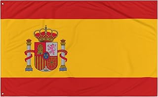 علم اسبانيا المدني من جيميلولانديا 150 × 90 سم شديد التحمل مع درع علم اسباني مزخرف للشرفة او السيارة او الاماكن الداخلية