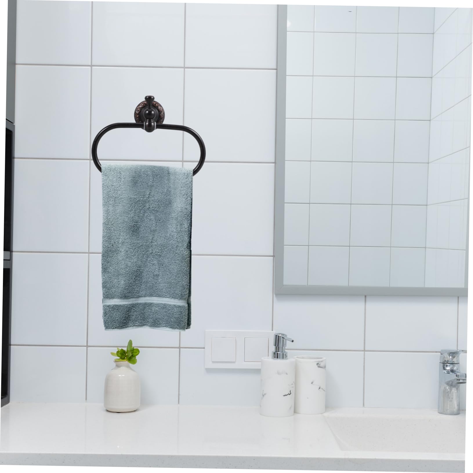 Homoyoyo Anello Portasciugamani in Rame Portasciugamani a Forma Ellittica da Parete per Bagno Appendi Asciugamani Design Moderno per Casa e Cucina