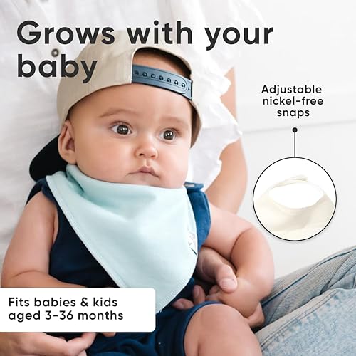 Miniatura 270 de Copper Pearl Paquete de 4 baberos de algodón suave para babeo y dentición, baberos absorbentes para bebés niñas y niños, ajustables para adaptarse a