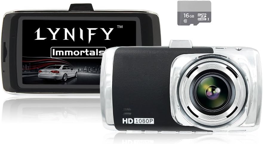 Dash Cam with 16GB Micro SD Card, 3.0" Screen Full HD 1080P Dashboard Camera for Cars, LYNIFY Immortals Car Camera, 170 Degree Wide Angle with G-Sensor, Loop Recording, WDR Night Vision