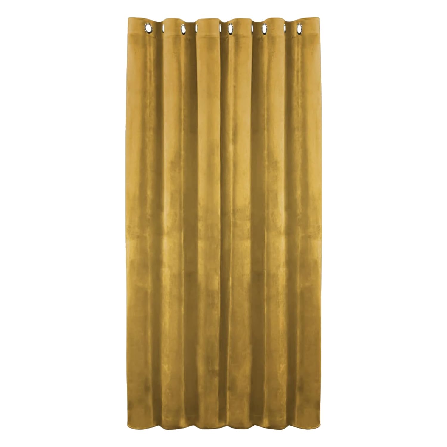 Hafaa Ochre Blackout Curtain for Bedroom – 66 x 84 Crushed Velvet Curtain for Living Room – 1 Panel Eyelet Curtain with Matching Tie Back (168cm x 213cm)