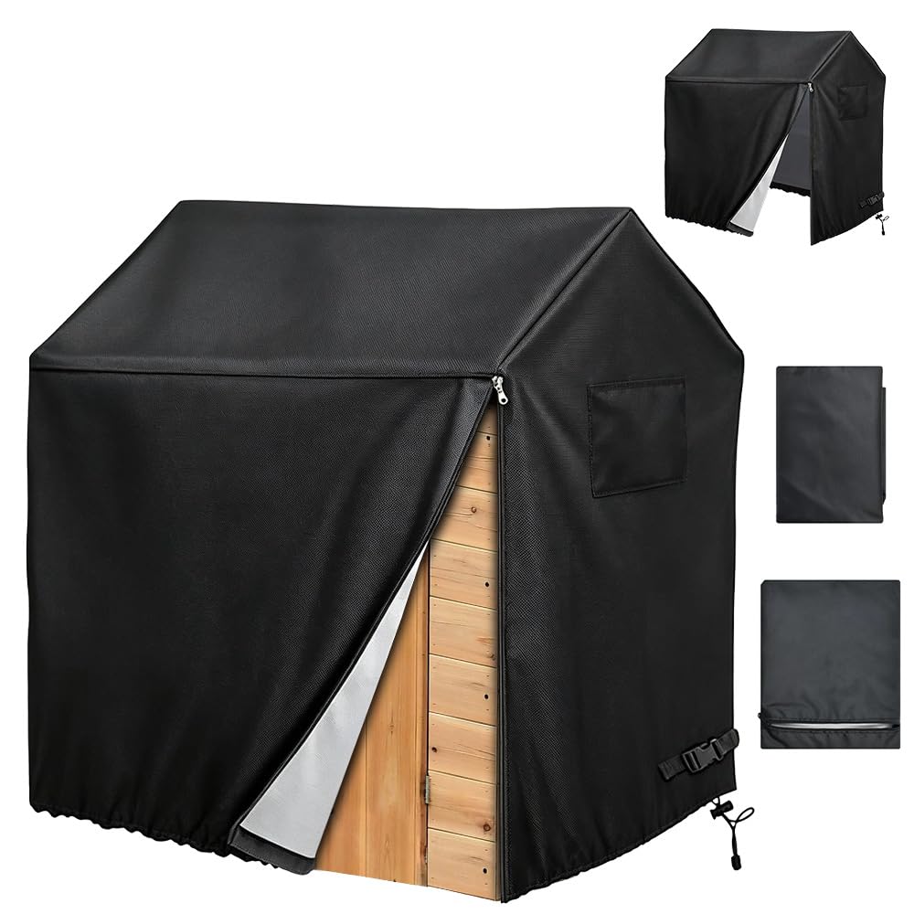 420D Waterproof Outdoor Playhouse Cover, Oxford Cloth Outdoor Children's Playhouse Cover, Waterproof & UV Resistant, for Kids' Play House, 145x145x160cm (Black)