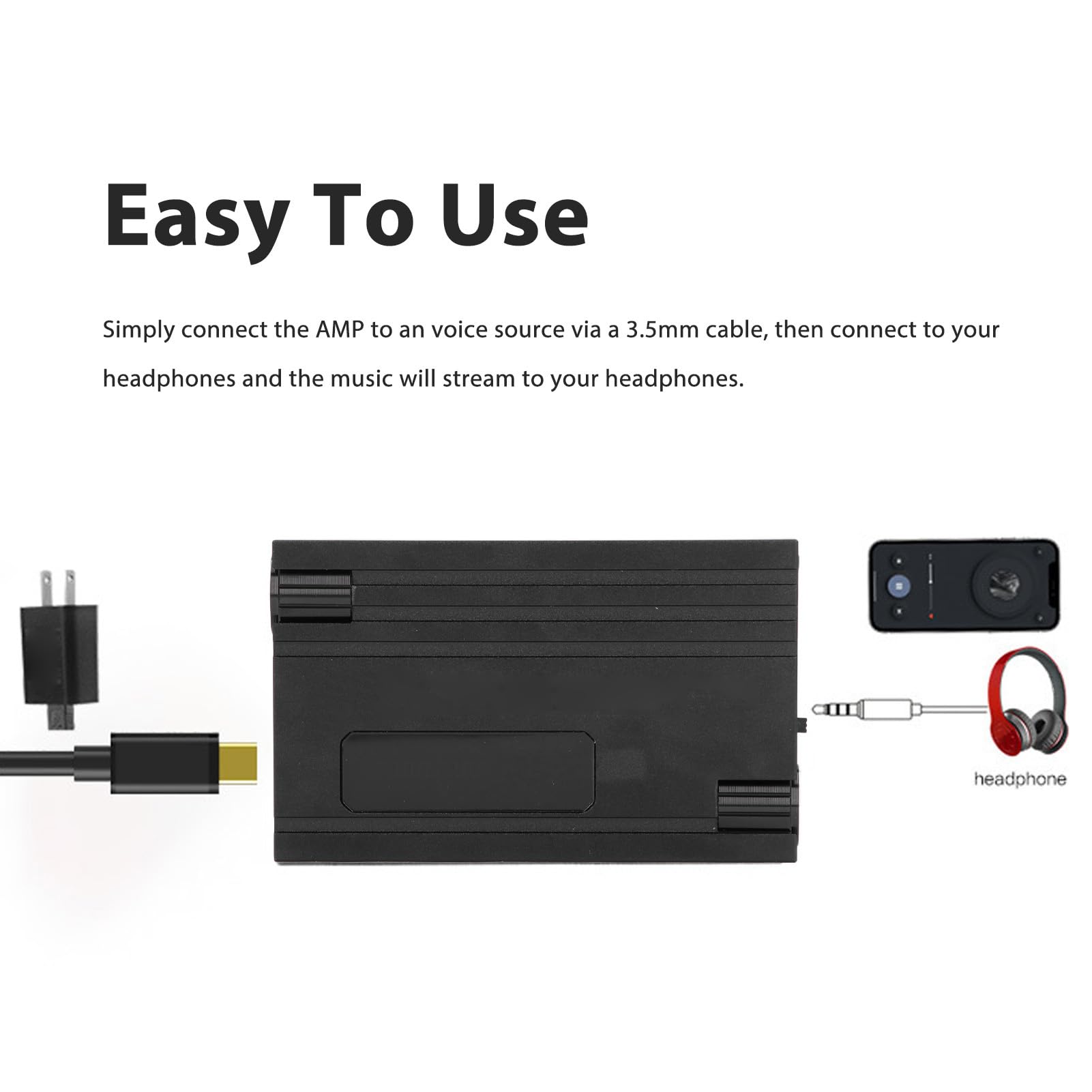 Amplificador de Auriculares HiFi Potenciador de Sonido Portátil de Alta Fidelidad para Amantes de la Música Aleación de Aluminio 1 Unidad