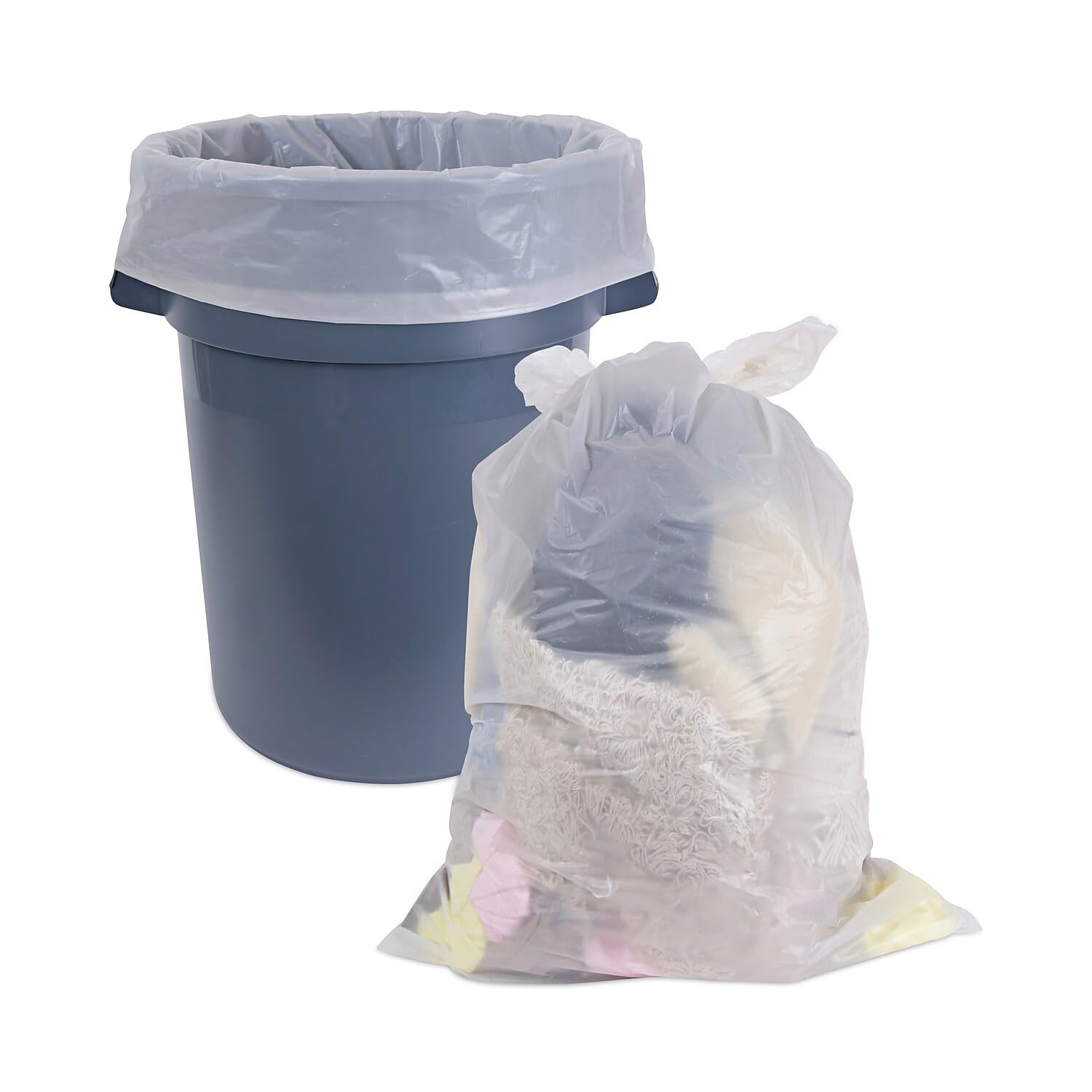 Boardwalk BWKD38633CL Industrial Drum Liners Rolls, 60 Gal, 1.8 Mil, 38 X 63, Clear, 1 Roll Of 75 Bags