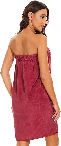 Miniatura 3 de Toalla de baño para mujer, bata de baño ajustable para el cuerpo, bata de baño, Rojo vino
