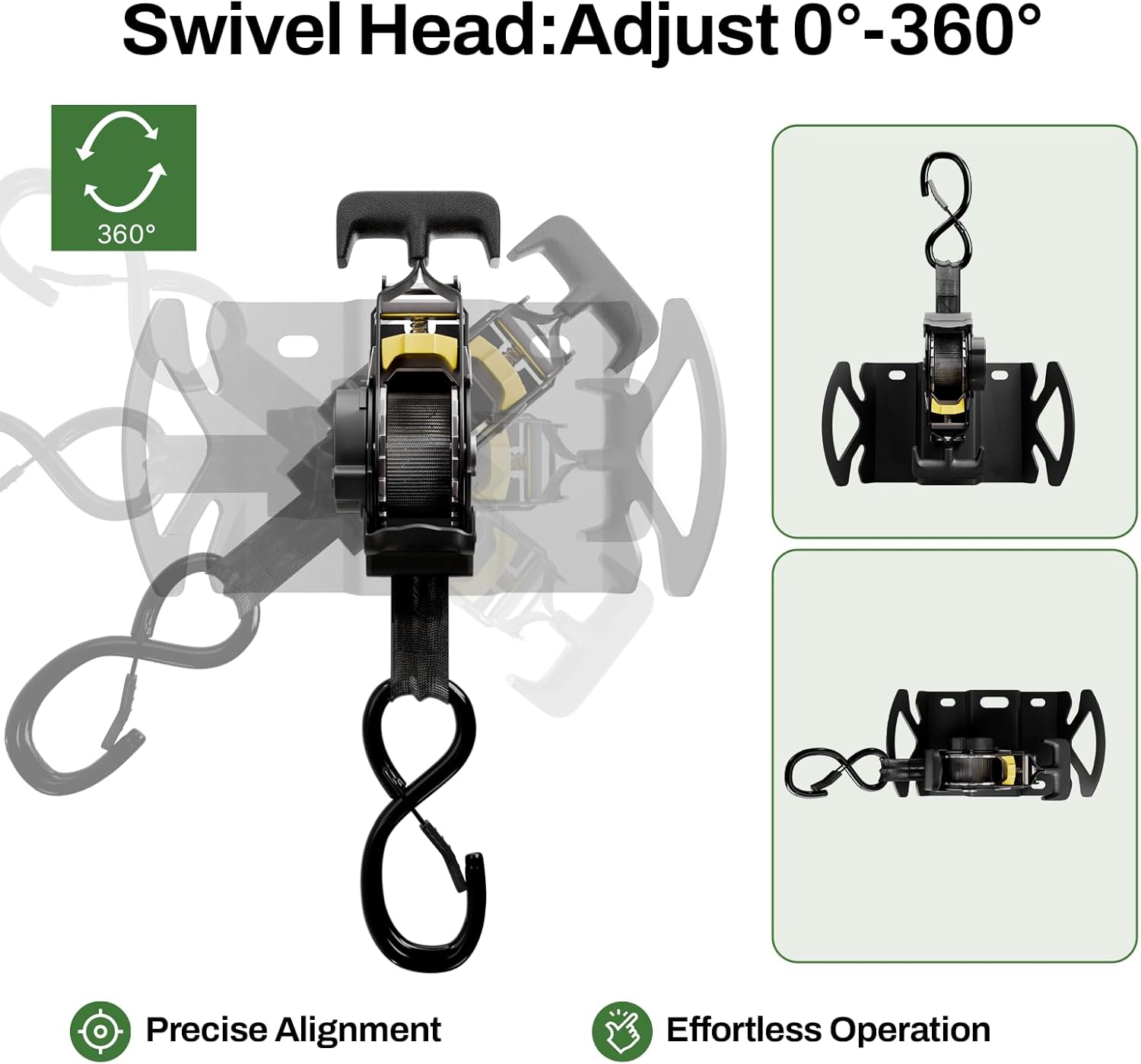 Rotating Retractable Ratchet Straps Fit for Toyota Tacoma Accessories 2005–2026, Toyota Tundra 2008–2026 & Jeep Gladiator 2020–2026, Tie Down Straps with Swivel Ratchet, Heavy-Duty Truck Bed Anchors