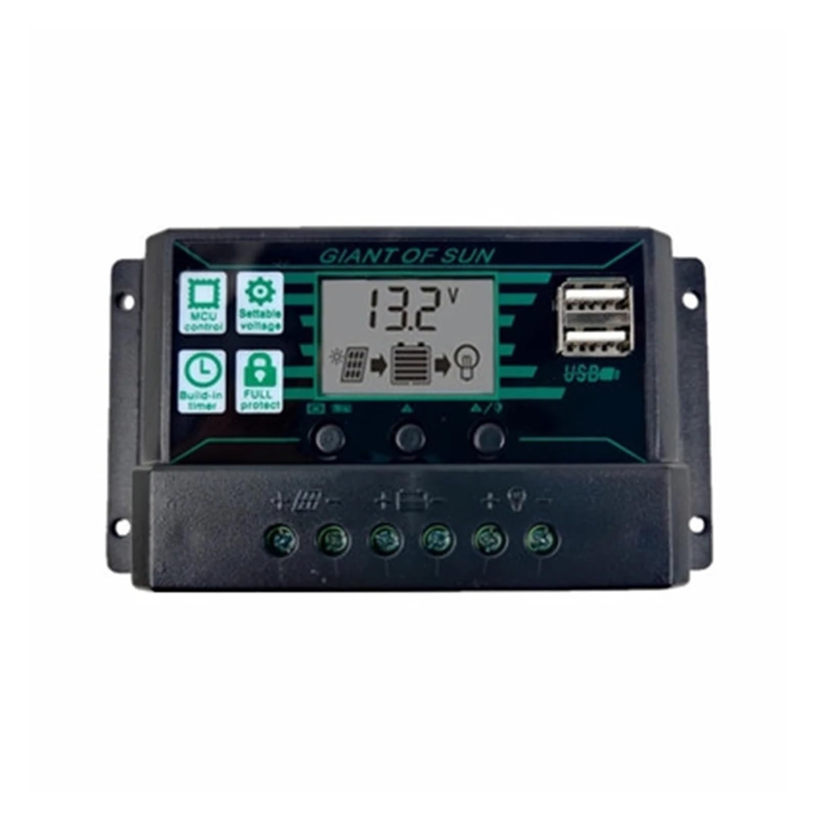 CUDTAPI 150A 100A 60A 50A 30A 20A 10A MPPT PWM Solar Char Controller 12V 24V LCD Display 2 USB Port Solar Panel Battery Regulator(60A)
