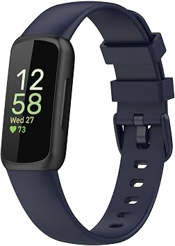 for Fitbit Inspire 3 Bands Women Men, Soft Silicone Adjustable Wristband Replacement Sport Straps Compatible with Fitbit Inspire 3 Fitness Tracker Blue, Small