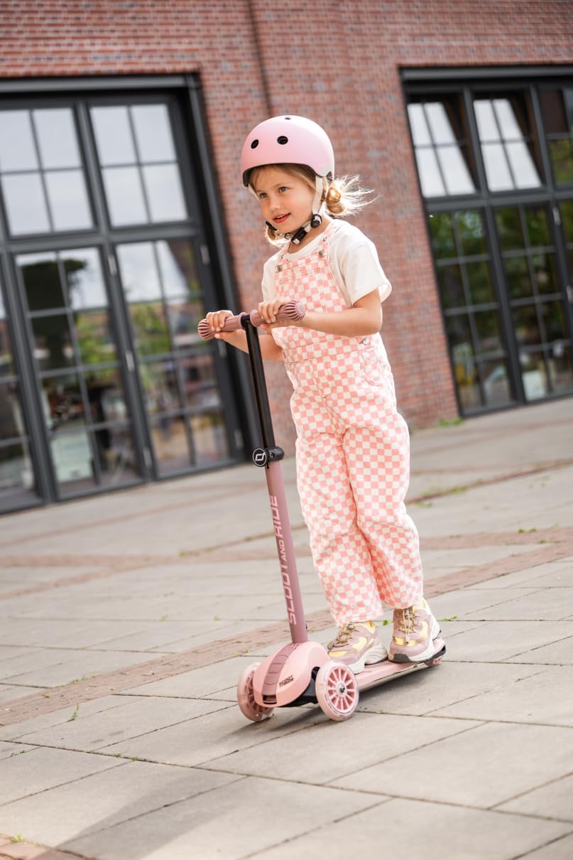 Scoot & Ride Highwaykick 3S Patinete infantil a partir de 3 años, altura regulable, 2 posiciones, dirección LED, ruedas plegables para niños, 96 – 130 cm