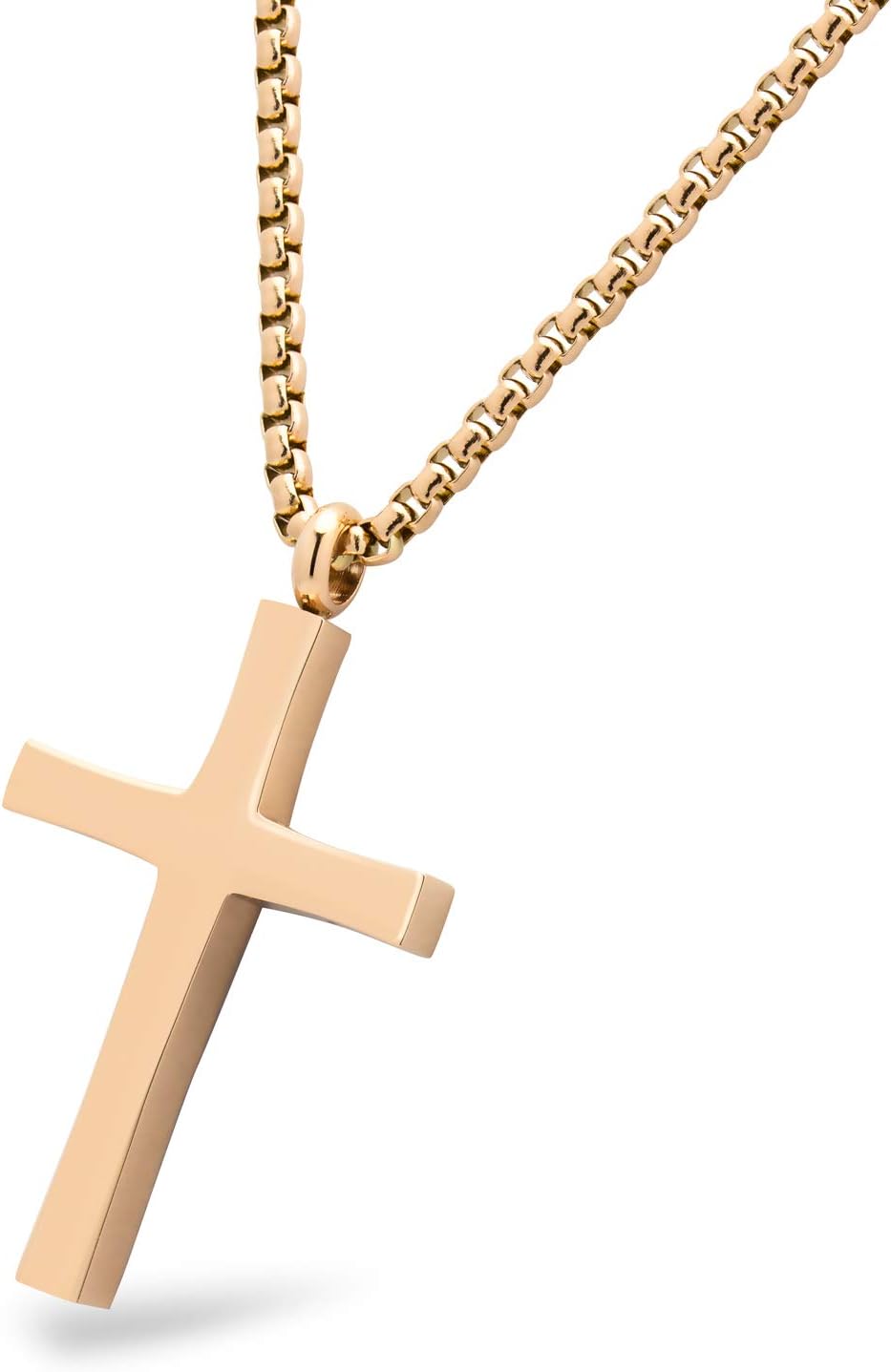 555Jewelry Stainless Steel Cross Adjustable Rolo Chain Pendant Necklace 16-28'' Inches