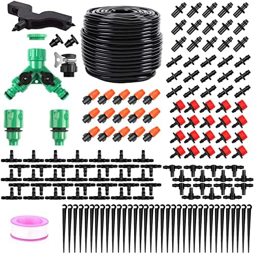Arxin Drip Irrigation System, 130FT/40M Drip Irrigation Hose+160PCS Garden Drip Irrigation System, DIY Automatic Drip Irrigation Kits for Garden, Greenhouse, Lawn, Patio, Flower Bed