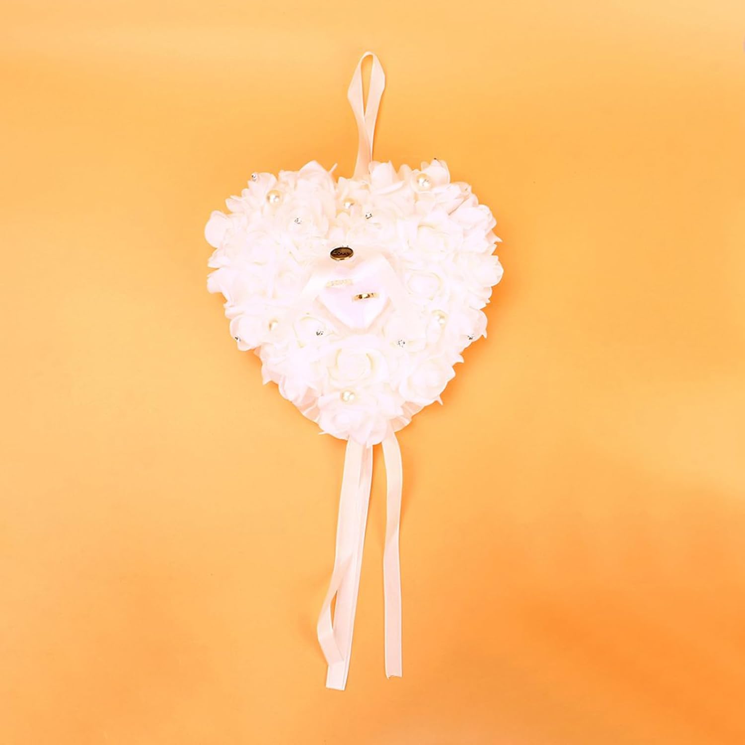 Rose Wedding Ring Box, Romantic Rose Wedding Favors Heart Pearl Gift Ring Box Pillow Cushion, Elegant Wedding Decoration Ring Holder