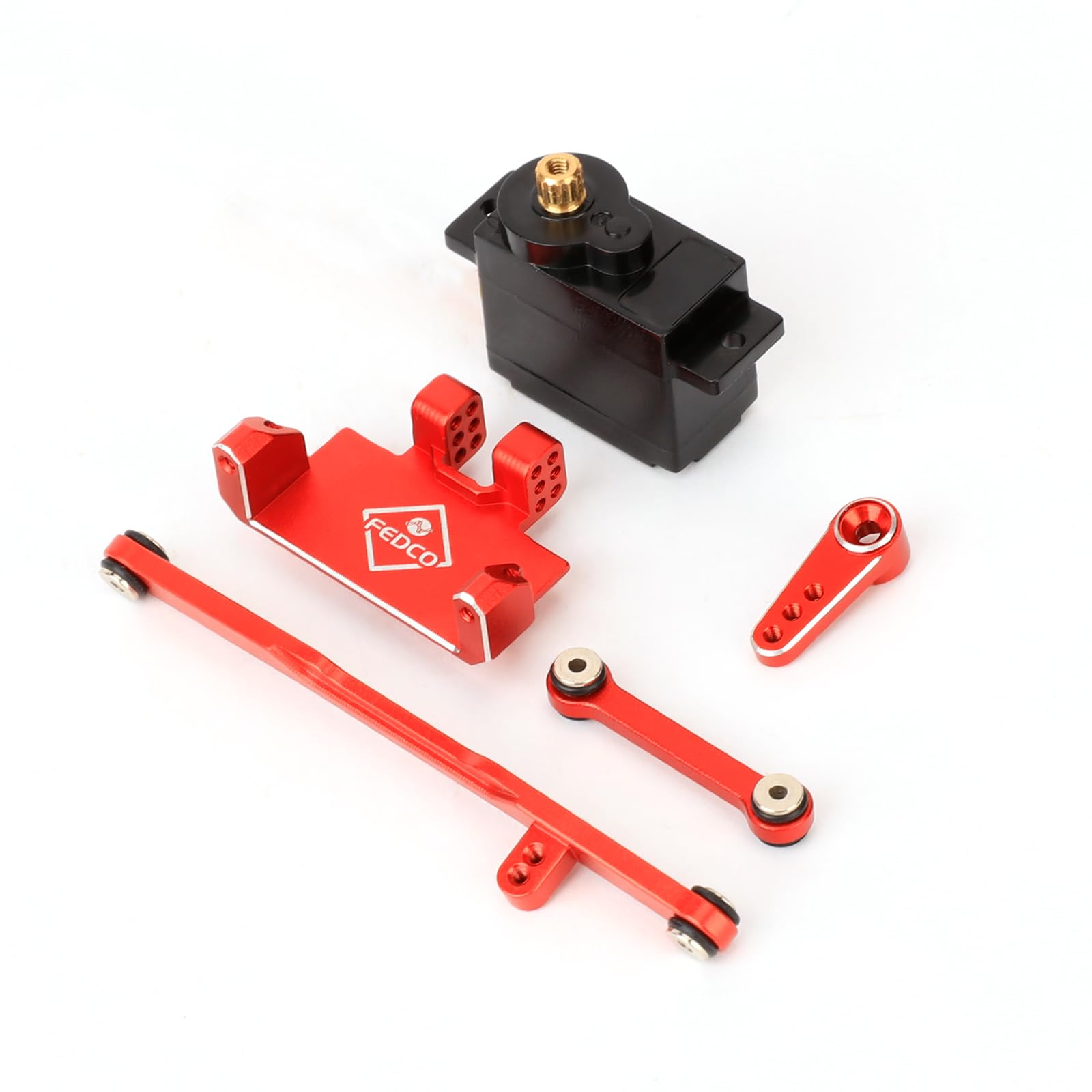 FEDCO SCX24 Servo 12g Metal Gear High Torque Servo with 15T Servo Horn and Mount Steering Link Set for Axial SCX24 Upgrades Gladiator Bronco C10 JLU Deadbolt GX470 1/24 RC Crawler