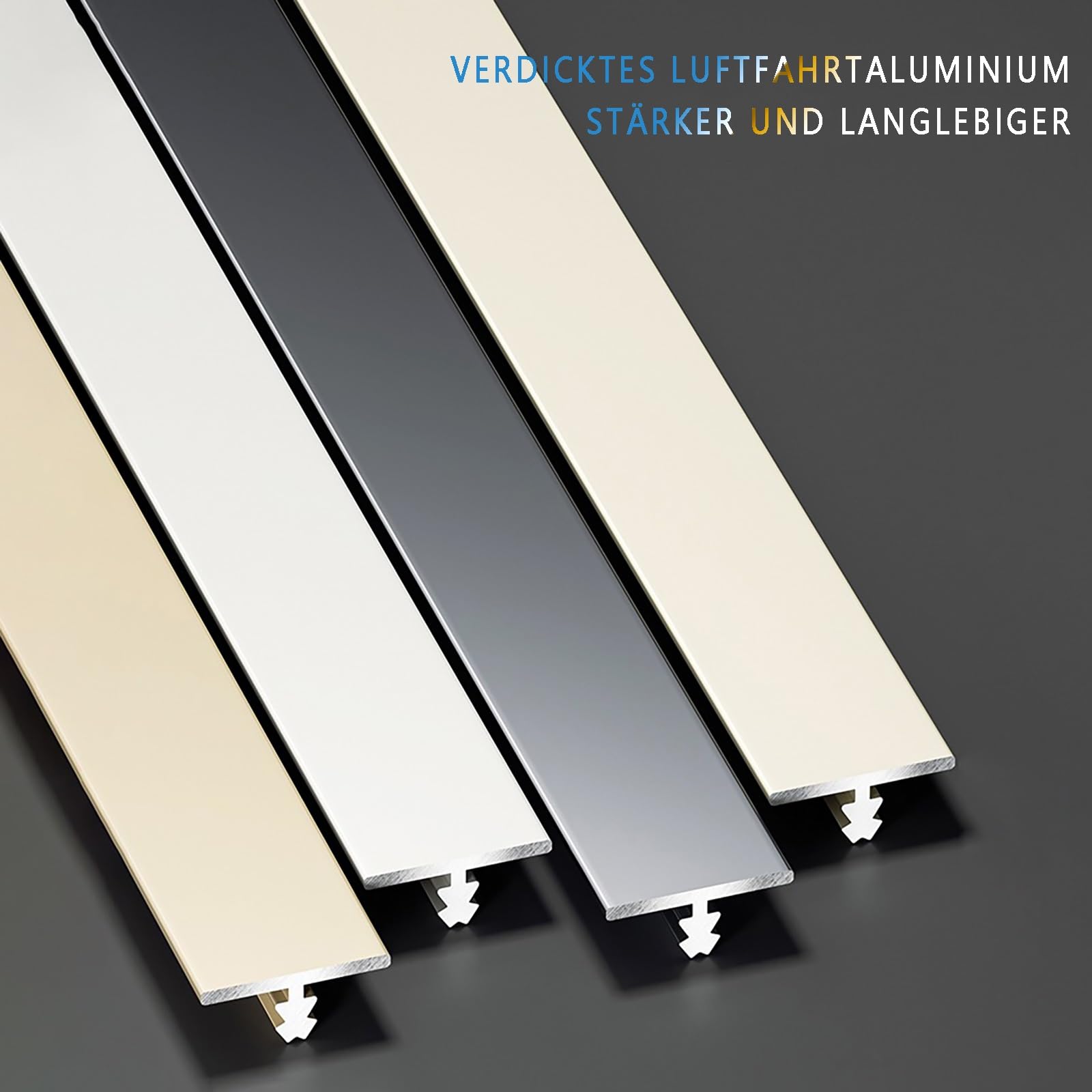 Perfil De Transición En T Para Suelos Laminados Y Parquet, Umbral De Puerta 100cm, Paquete De 3, Riel Sin Juntas Para Transición De Suelos, Borde De Puerta Y Umbrales(High-End-Grau,Breite: 12m