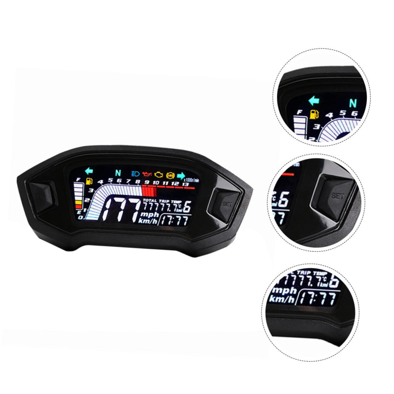 LIFKOME Motorcycle LCD Digital Speedometer and Gauge Speed Sensor Full LCD Display Multifunction Tachometer for Motorbike Compatibility