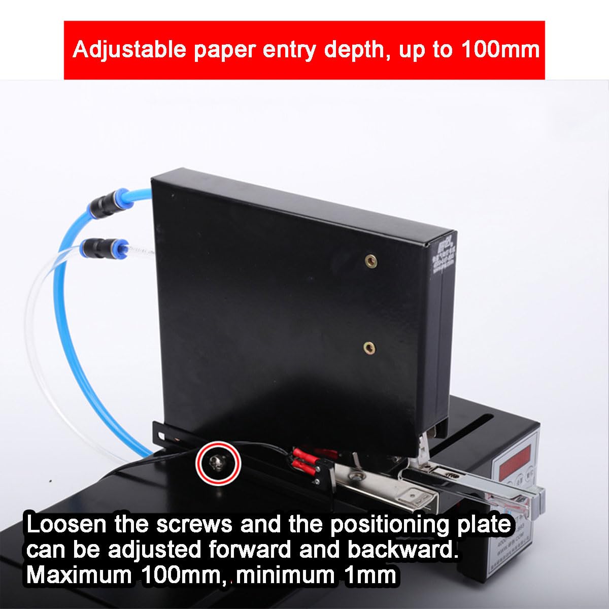 Elektrische Sattelbindemaschine, Doppelkopf-Pneumatikhefter, 100 mm Papiertiefe, 35 Blatt Kapazität, verstellbarer Klammerabstand, für Druck & Bürogebrauch