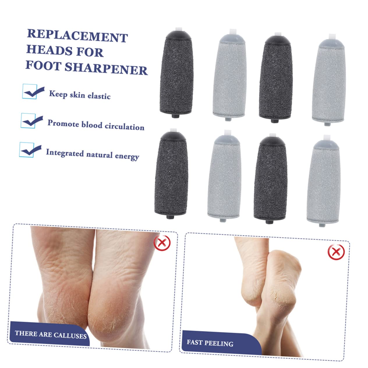 SHERCHPRY 6Pcs Replacement Grinding Heads for Electric Foot File Durable Tools for Cleaning Includes Fine and Coarse Rollers for Removal and Dead Skin Care