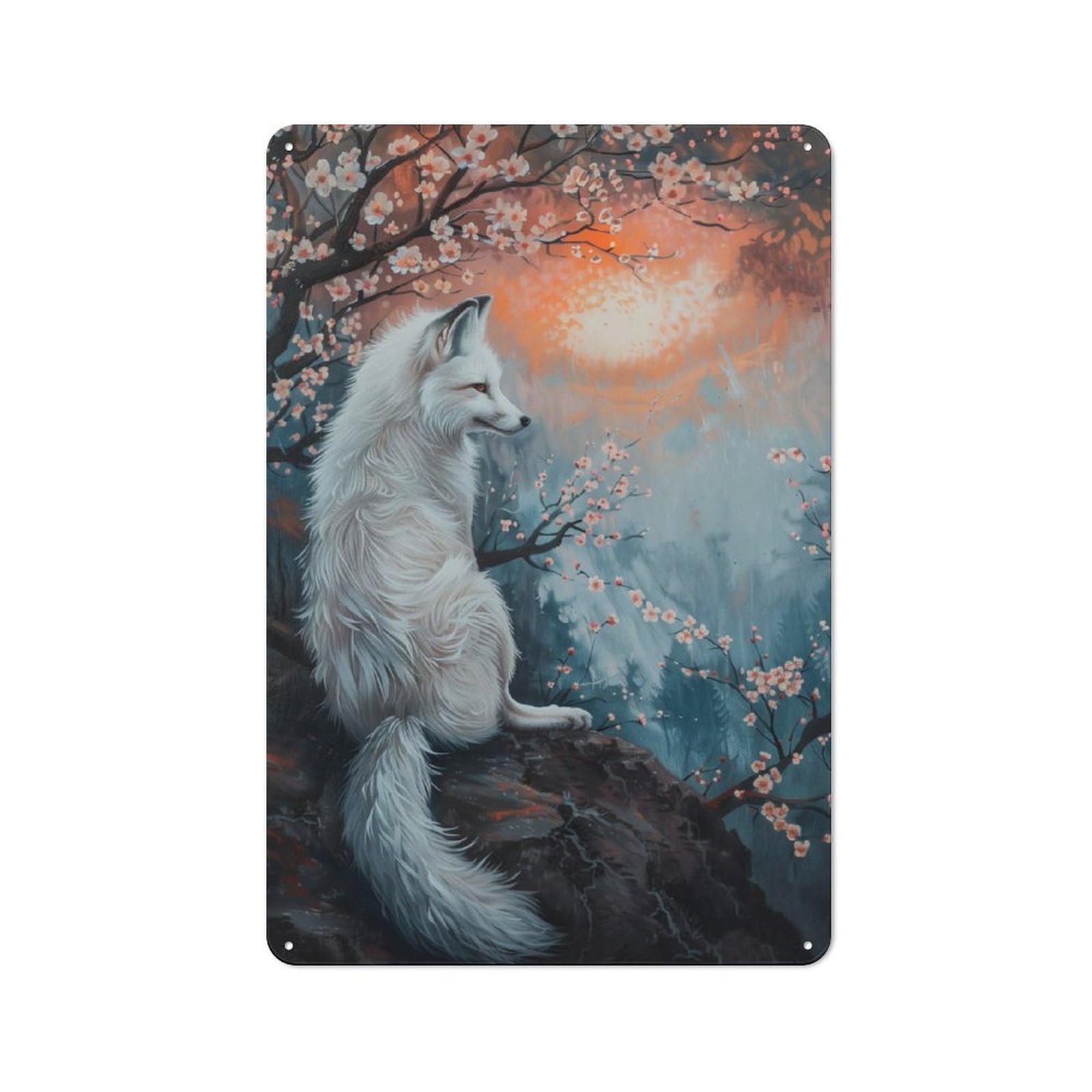 Junmoney Fox Magical Fairy Tale Sun Retro Metal Sign 30X20cm Featuring For Workshop Wall, For Kitchen, Dining Room And Home Bar Wall Decor