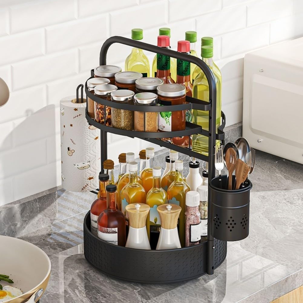 Organizzatore Spezie Acciaio Nero Antiscivolo Compatto(Black Small)