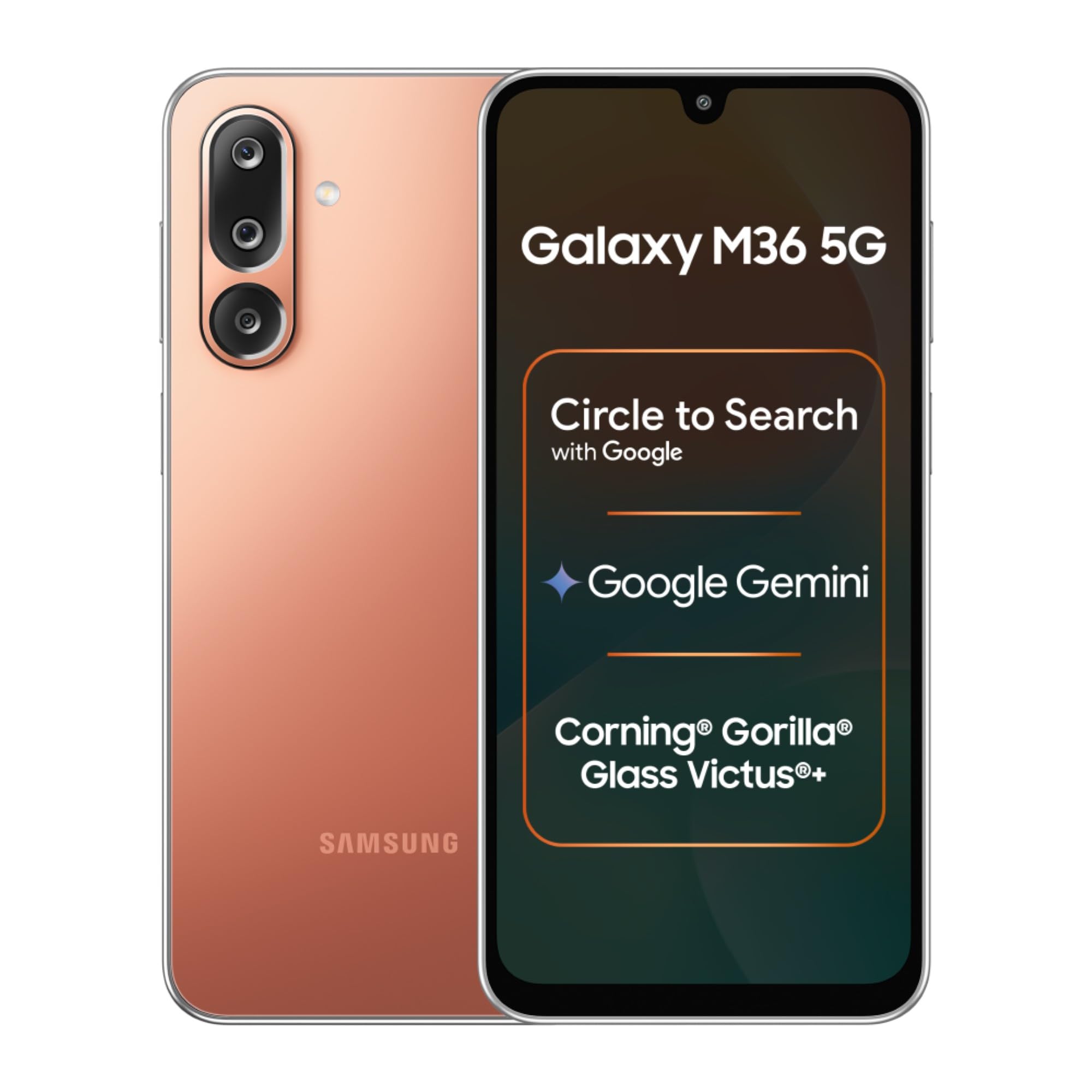 Samsung Galaxy M36 5G Mobile (Orange Haze, 6GB RAM, 128GB Storage) | Google Gemini | Without Charger + Samsung Care Services Damage Protection Plan for 1 Year-image-3