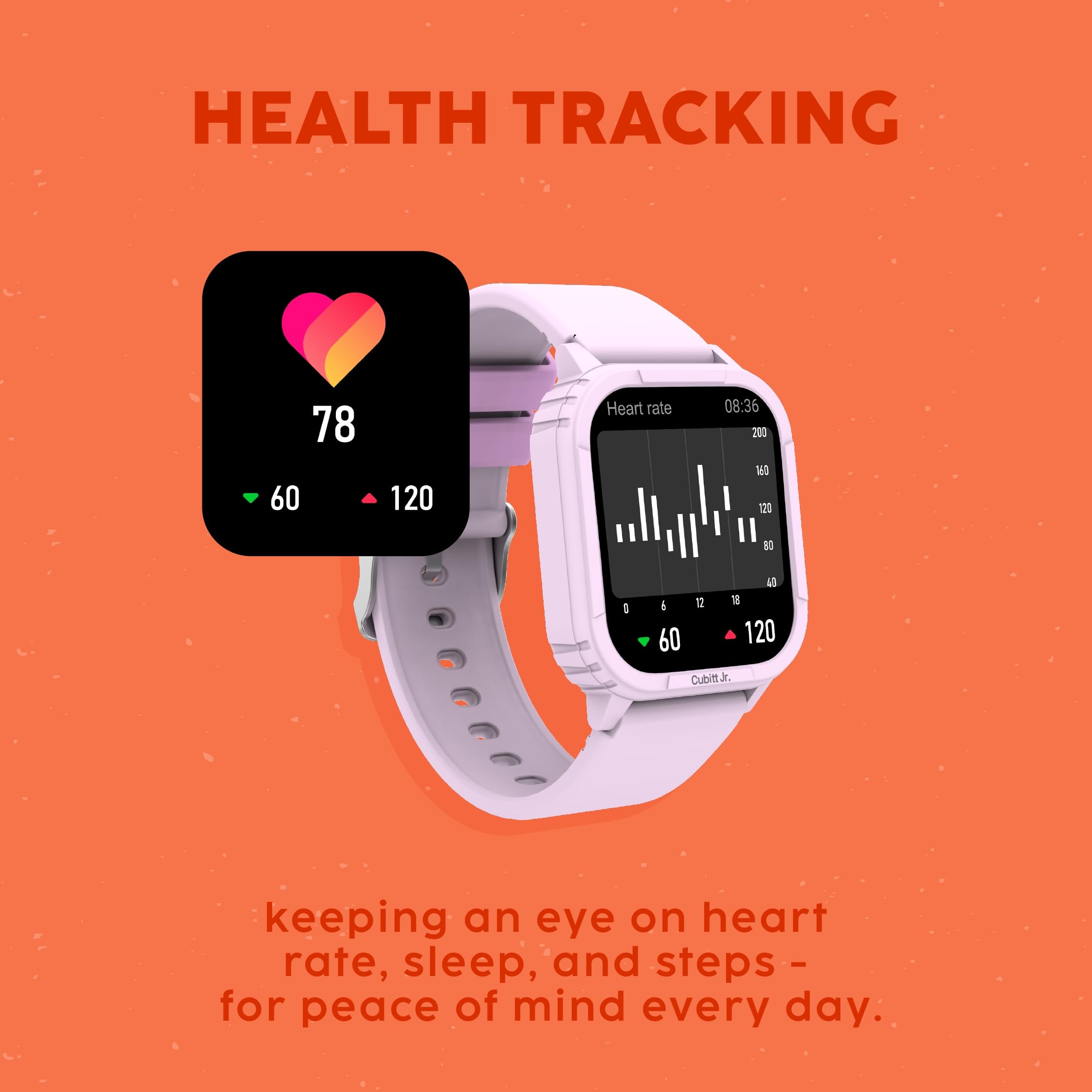 Cubitt Jr. Smartwatch Fitness Tracker per bambini e ragazzi con giochi, contapassi, monitoraggio del sonno, cardiofrequenzimetro, calcolatrice, monitoraggio attività, touchscreen AMOLED da 1,75