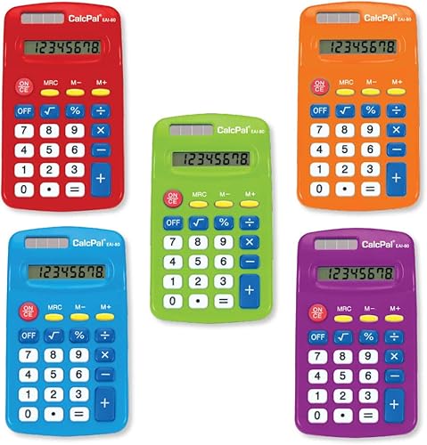 Miniatura 2 de EAI Education CalcPal EAI-80 - Calculadora solar básica, doble potencia para escuela, hogar u oficina: varios colores, juego de 10